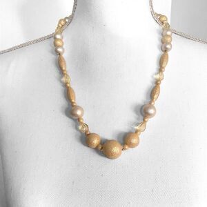 Vintage Shimmer Coated Bead Station Statement Necklace Costume Jewelry Size OS